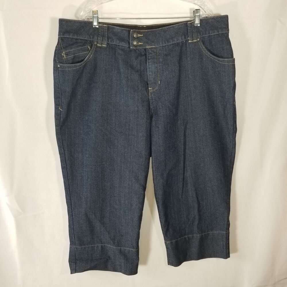 Lane Bryant Tighter Tummy Tech Denim Crop Capri Jeans Plus Size 24 Dark Wash